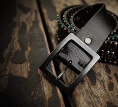 Handmade Genuine Leather Mens Belt Custom Cool Leather Men Black Belts for Men