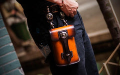 Handmade Biker Leather Belt Pouch Mens Cases Waist Bags Hip Pack Belt Bag for Men
