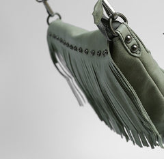 Vintage WOMENs LEATHER Tassels Shoulder Bag Handmade Crossbody Purse With tassels