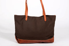 Handmade Genuine Leather Canvas Handbag Tote Large Shopper Bag Purse Handbag Shoulder Bag Purse For Women - EverHandmade