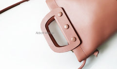 Cute Leather Pink Womens Mini Bucket Purse Handbag Barrel Shoulder Bag for Women