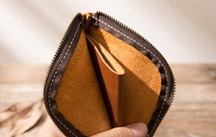 Cool Leather Mens Small Front Pocket Wallet Vintage billfold Wallets for Men