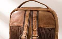 Brown Mens Leather Backpacks Travel Backpacks Laptop Backpack for men
