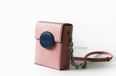 Cute Leather Pink Womens Mini Box Chain Purse Box Shoulder Bag for Women