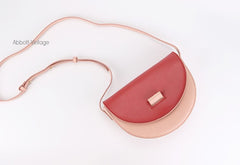Cute Leather Red Green Womens Mini Saddle Purse Saddle Shoulder Bag for Women