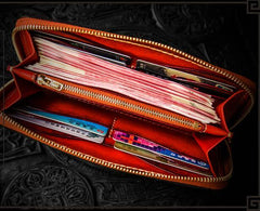 Handmade Leather Tibetan Mens Biker Chain Wallet Cool Leather Wallet Long Chain Wallet for Men