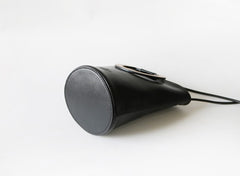 Cute Leather Black Womens Mini Bucket Purse Handbag Barrel Shoulder Bag for Women