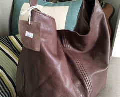 Vintage LEATHER WOMENs Large Bucket SHOULDER BAG Barrel Purse FOR WOMEN