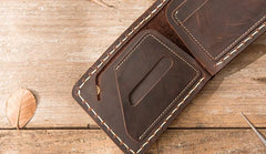 Handmade Leather Mens Small Wallets Bifold Slim billfold Front Pocket Wallet for Men