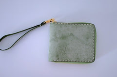 Handmade LEATHER Womens Zipper Small Wallet Leather Wristlet Small Wallet FOR Women