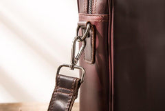 Red Brown Leather Mens Briefcase Work Bag Laptop Bag Business Bag for Men