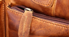 Vintage Coffee Leather Mens Briefcase Laptop Bag Business Bags Work Bag for Men