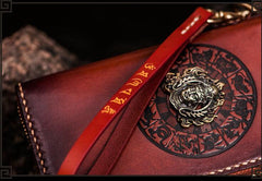 Handmade Leather Tibetan Mens Biker Chain Wallets Cool Long Chain Wallets for Men