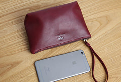 Genuine Leather Long Wallet Zipper Clutch Wallet Coin Change Makeup Wallet Purse For Women