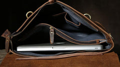 Handmade Leather Mens Cool Messenger Bag Briefcase Work Bag Business Bag Laptop Bag for men