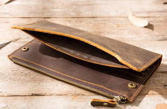 Vintage Cool Mens long Wallet Leather Wallet Long Wallet for Men