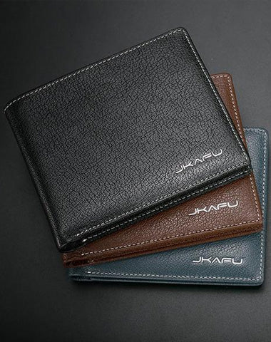 Genuine Leather Mens Cool Slim Leather Wallet Men Small Wallets Bifold for Men