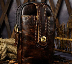 Mens Small Leather Holster Belt Case Belt Pouch Cell Phone Waist Pouch for Men