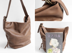 Handmade LEATHER WOMENs Bucket Crossbody Purse Barrel SHOULDER BAG FOR WOMEN
