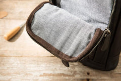 Leather Mens Black Shoulder Sling Backpack Sling Bag Sling Backpack for men