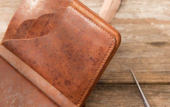 Handmade Leather Mens Small Wallets Bifold Vintage Slim billfold Wallet for Men