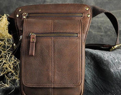 Cool Biker Mens Leather Drop Leg Bag Belt Pouch Waist Bag Side Bag Shoulder Bag for Men