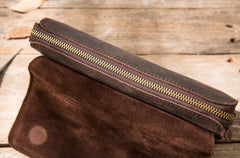 Cool Leather Mens Large Long Zipper Clutch Wallet Long Wallet for Men