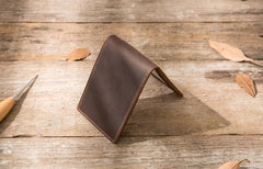 Coffee Cool Leather Mens Slim Small Wallets Bifold Vintage billfold Wallet for Men
