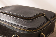 Black Leather Mens Briefcase Work Bag Laptop Bag Business Bag for Men