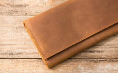 Vintage Slim long Wallet Leather Mens Tan Wallet Long Wallet for Men