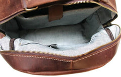 Vintage Coffee Mens Leather Backpack Travel Backpacks Laptop Backpack for men