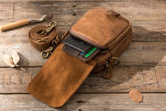 Leather Belt Pouch Phone Cases Mens Waist Bag Shoulder Bag for Men