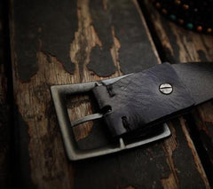 Handmade Genuine Leather Mens Belt Custom Cool Leather Men Black Belts for Men