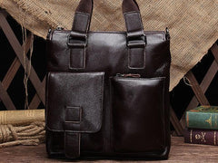 Vintage Coffee Leather Mens Briefcase Laptop Bag Business Bags Work Bag for Men