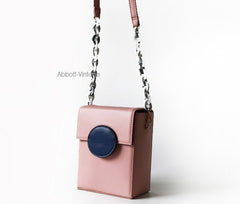 Cute Leather Pink Womens Mini Box Chain Purse Box Shoulder Bag for Women