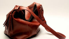 Vintage LEATHER WOMEN Bucket Bag SHOULDER BAG Purse with Tassel FOR WOMEN