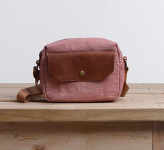 Cool Mens Canvas Leather Side Bag Gray Courier Bag Messenger Bag for Men