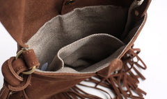 Handmade WOMENs LEATHER Tassels Shoulder Bag Vintage Crossbody Purse With tassels