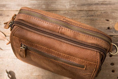 Cool Leather Mens Small Side Bag Messenger Bags Shoulder Bags for Men