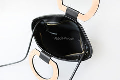Cute Leather Black Womens Mini Bucket Purse Handbag Barrel Shoulder Bag for Women