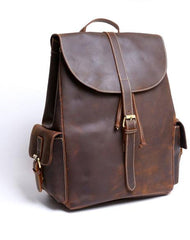 Vintage Leather Mens Backpack Satchel Brown School Backpack Travel Backpack for men