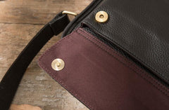 Cool Leather Black Mens Messenger Bag Vintage Shoulder Bag  for Men
