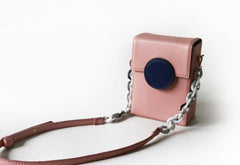 Cute Leather Pink Womens Mini Box Chain Purse Box Shoulder Bag for Women