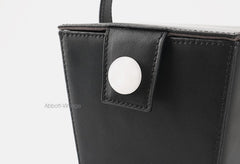Cute Leather Black Womens Mini Box Purse Handbag Barrel Shoulder Bag for Women