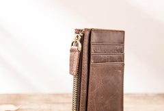 Cool Leather Mens Slim Front Pocket Wallet Small Wallets for Men