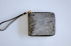 Handmade LEATHER Womens Zipper Small Wallet Leather Wristlet Small Wallet FOR Women