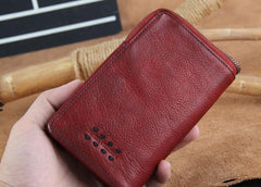 Handmade Genuine Leather Mens Cool Slim Leather billfold Wallet Men Small Wallets Bifold for Men