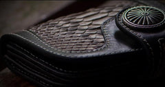 mens biker chain wallet​ Handmade Leather Wallet Biker Wallet Snake Skin Wallet Cool Wallets for Men Biker Chain Wallet