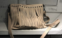 Vintage WOMENs LEATHER Tassels Shoulder Bag Handmade Crossbody Purse With tassels