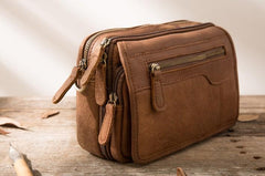 Cool Leather Mens Small Side Bag Messenger Bags Shoulder Bags for Men